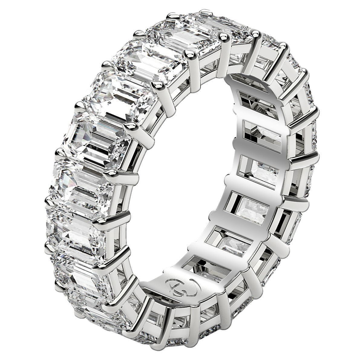 Emerald Cut Lab Grown Diamond Eternity Ring in 14k White Gold (7 cttw FG/VS2)  DestGlow