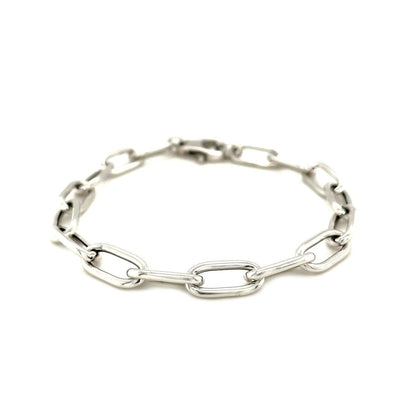 Sterling Silver Wide Paperclip Chain Bracelet by Bids.com