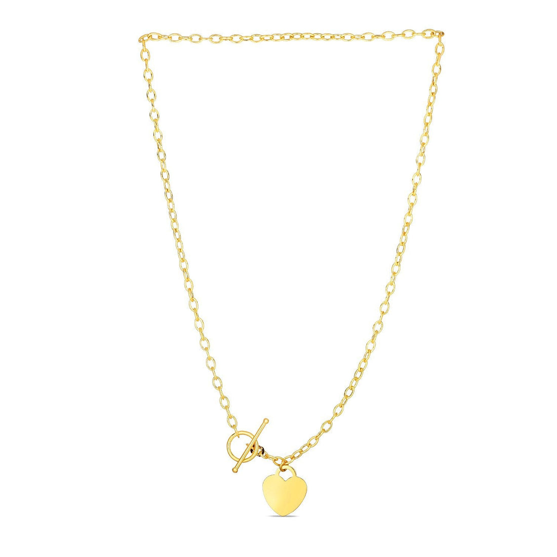 Toggle Necklace with Heart Charm in 14k Yellow Gold by Bids.com