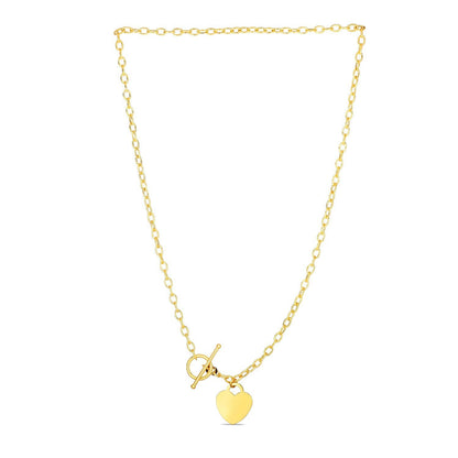 Toggle Necklace with Heart Charm in 14k Yellow Gold by Bids.com