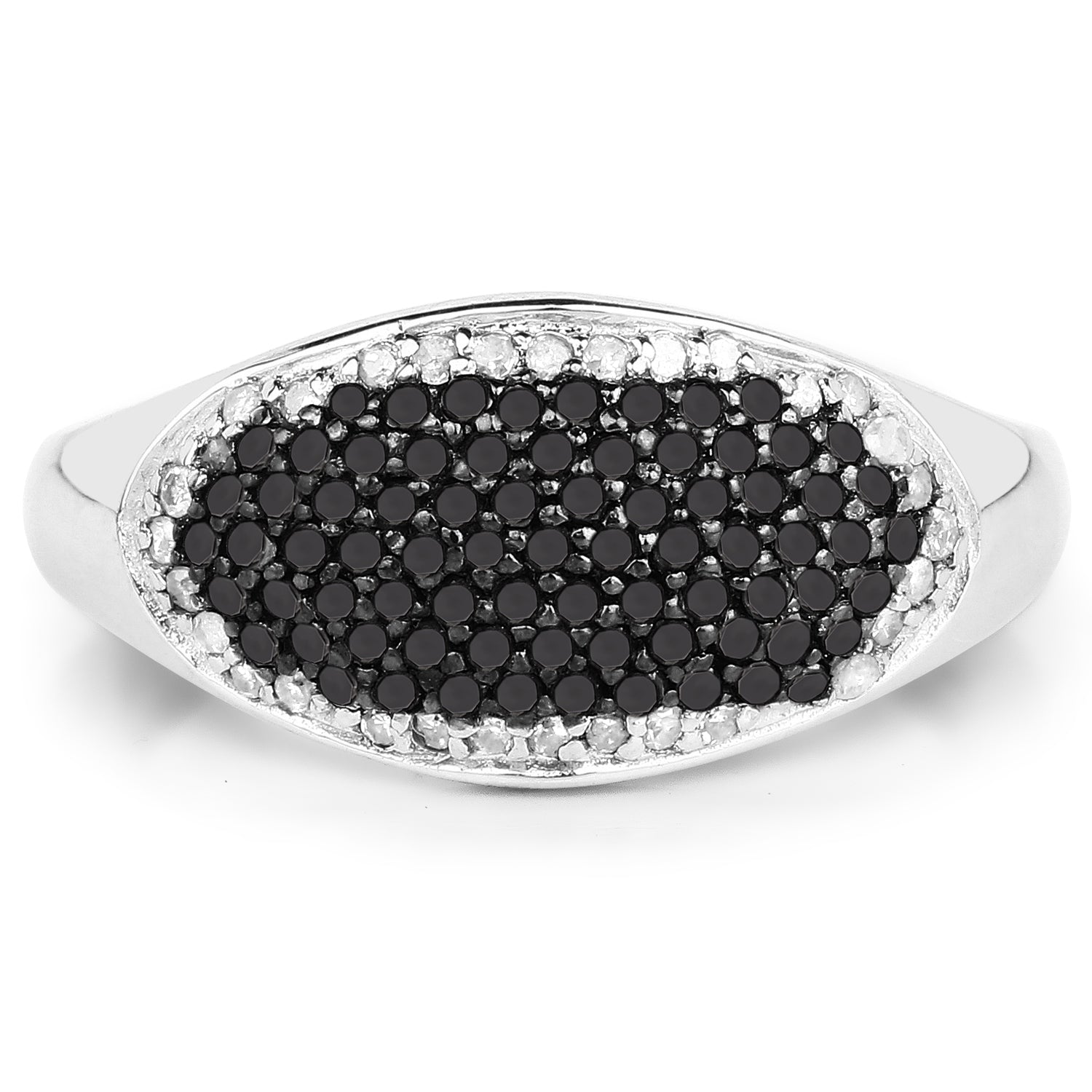 0.46 Carat Genuine Black Diamond and White Diamond .925 Sterling Silver Ring by Bids.com