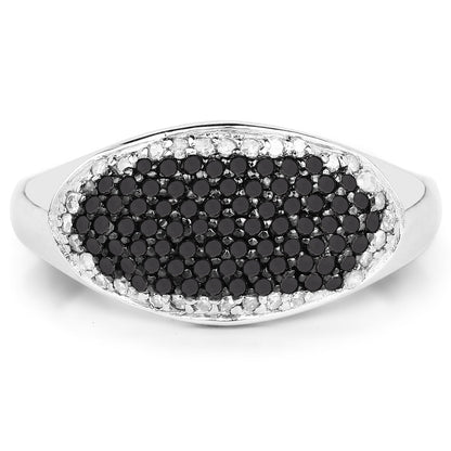 0.46 Carat Genuine Black Diamond and White Diamond .925 Sterling Silver Ring by Bids.com