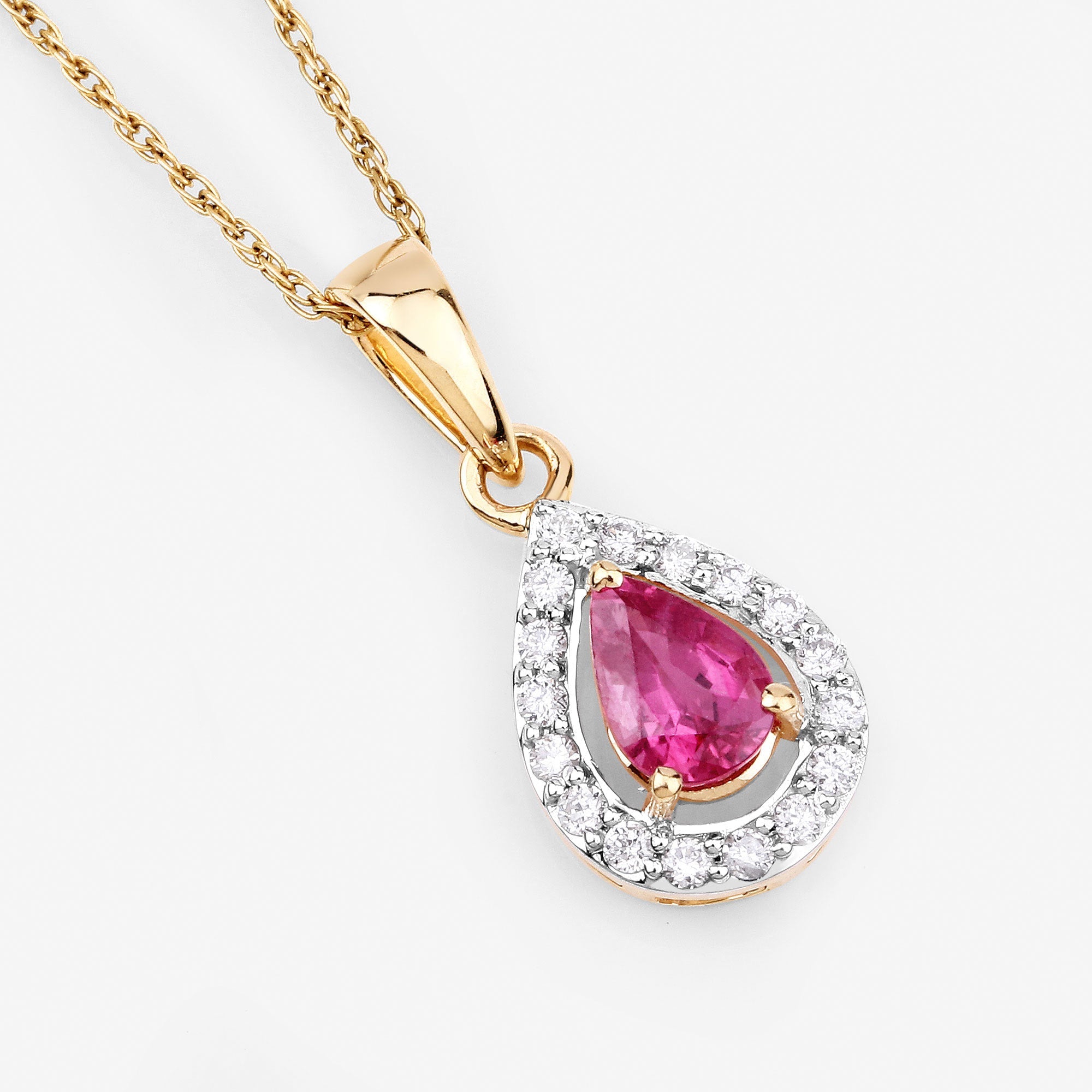 1.03 Carat Genuine Ruby and White Diamond 14K Yellow Gold Pendant by Bids.com