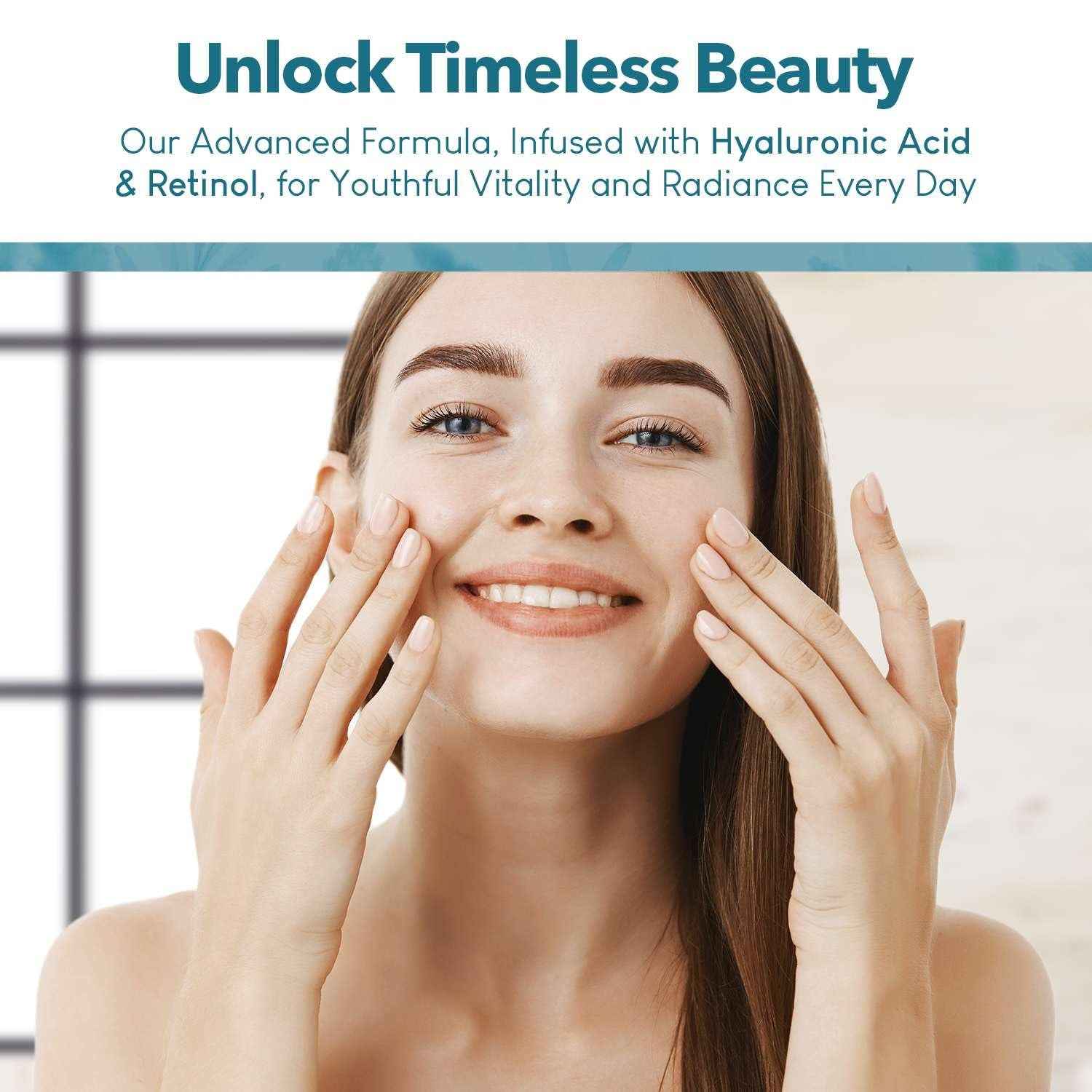 Hyaluronic Acid &amp; Retinol Serum - Revitalizing Anti-Aging, Radiant Glowing Complexion, Wrinkle Reduction - Dermatologist Tested, Korean Skin Care, Clean Beauty - 1.69 Fl. Oz