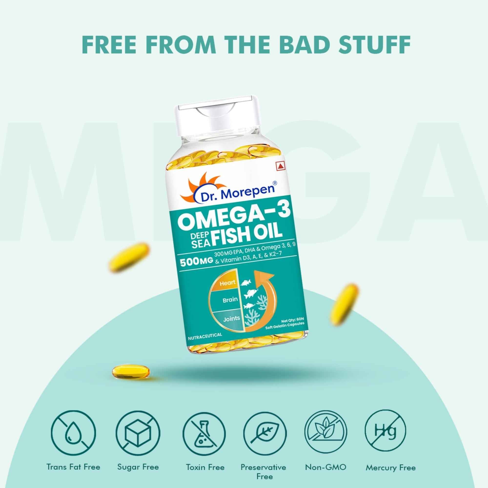 Dr. Morepen Omega-3 Deep Sea Fish Oil 500mg Softgels