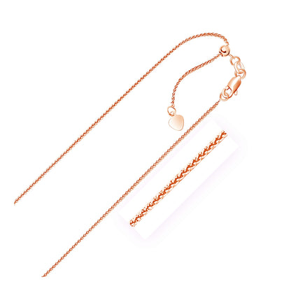 14k Rose Gold Adjustable Wheat Chain (1.00 mm)  DestGlow