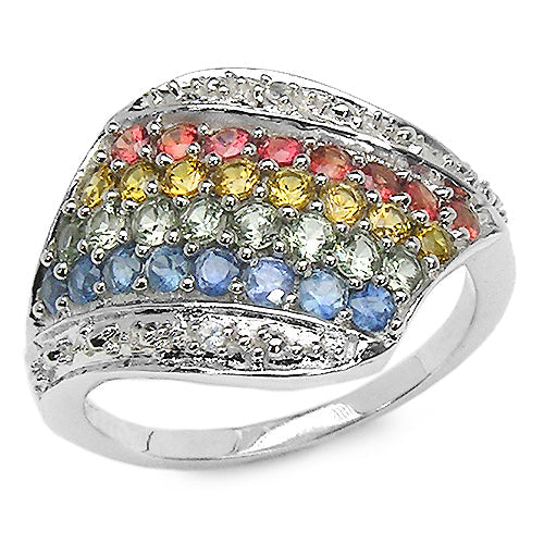 1.97 Carat Genuine Multi Stone .925 Sterling Silver Ring by Bids.com