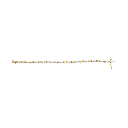 10K Two-Tone Gold 1/2 Cttw Diamond Alternating 3 Stone and X-Link 7" Bracelet (I-J Color, I2-I3 Clarity) by Bids.com