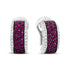 18K White Gold and Black Rhodium Plated 3/4 Cttw Round Diamonds and 1mm Round Red Ruby Huggie Hoop Earrings (F-G Color, VS1-VS2 Clarity) by Bids.com