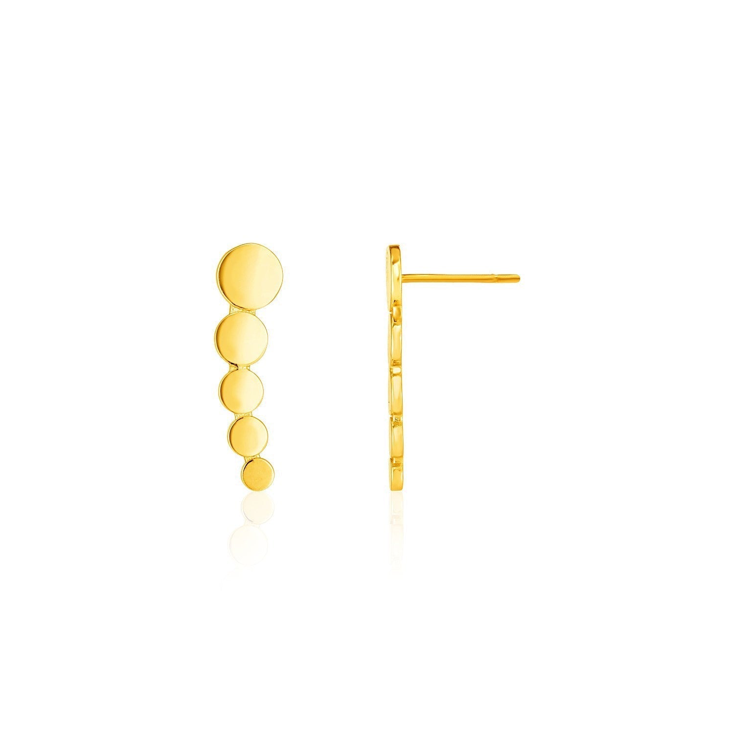 14k Yellow Gold Graduated Circles Climber Post Earrings  DestGlow