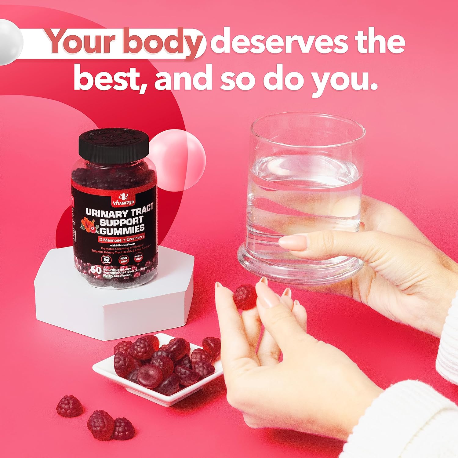 Powerful Cranberry Gummies 1500mg with D-Mannose - Urinary Tract Health - Fast-Acting Bladder Support Supplement - 60 Count by The VITAMIZED Shop