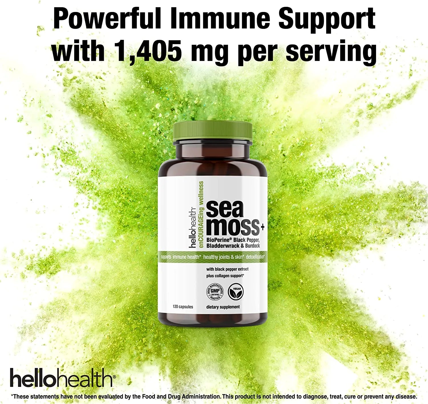 Organic Irish Sea Moss, Organic Bladderwrack, Organic Burdock &amp; Bioperine capsules