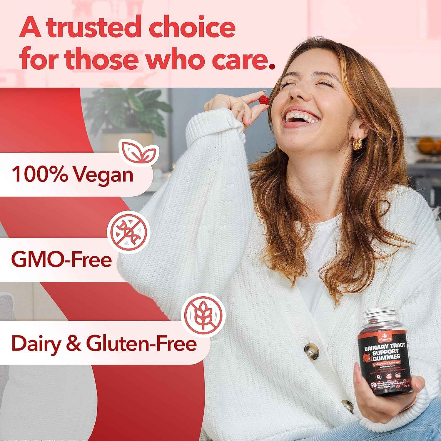 Powerful Cranberry Gummies 1500mg with D-Mannose - Urinary Tract Health - Fast-Acting Bladder Support Supplement - 60 Count