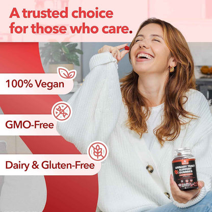 Powerful Cranberry Gummies 1500mg with D-Mannose - Urinary Tract Health - Fast-Acting Bladder Support Supplement - 60 Count