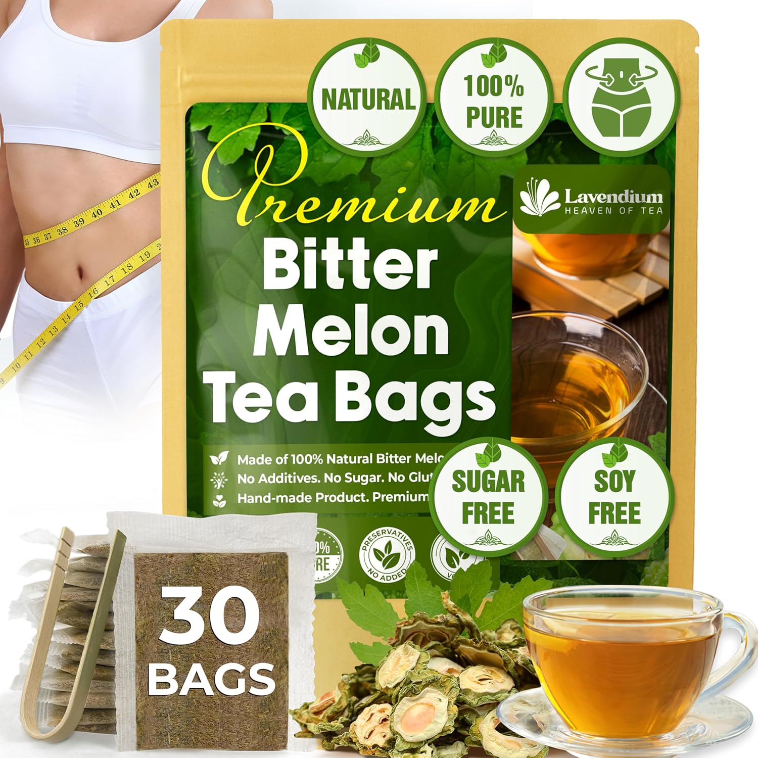 Bitter Melon Tea Bags, 100% Natural, Pure Bitter Melon. Bitter Melon Herbal Tea. Bitter Melon Fruit Tea. No Sugar, No Caffeine, No Gluten, Vegan