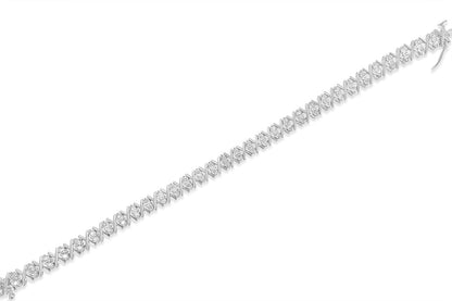 .925 Sterling Silver 1.0 Cttw Diamond Miracle-Set X-Link 7" Tennis Bracelet (I-J Color, I3 Clarity) by Bids.com