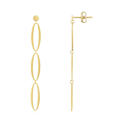 14K Yellow Gold Triple Oval Fancy Drop Earrings by Bids.com