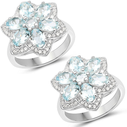 2.88 Carat Genuine Aquamarine .925 Sterling Silver Ring by Bids.com