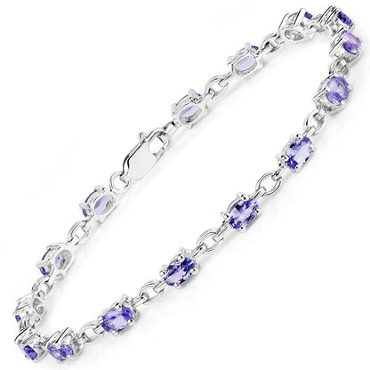3.12 Carat Genuine Tanzanite .925 Sterling Silver Bracelet  DestGlow