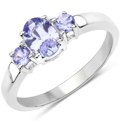 0.95 Carat Genuine Tanzanite .925 Sterling Silver Ring  DestGlow