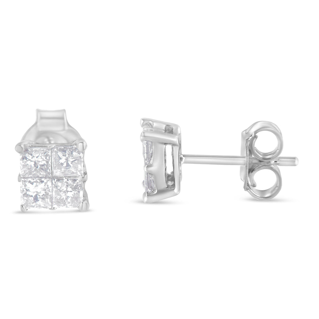 10K White Gold Diamond Stud Earrings (3/4 cttw, H-I Color, SI2-I1 Clarity) by Bids.com