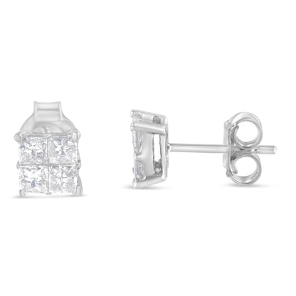 10K White Gold Diamond Stud Earrings (3/4 cttw, H-I Color, SI2-I1 Clarity) by Bids.com