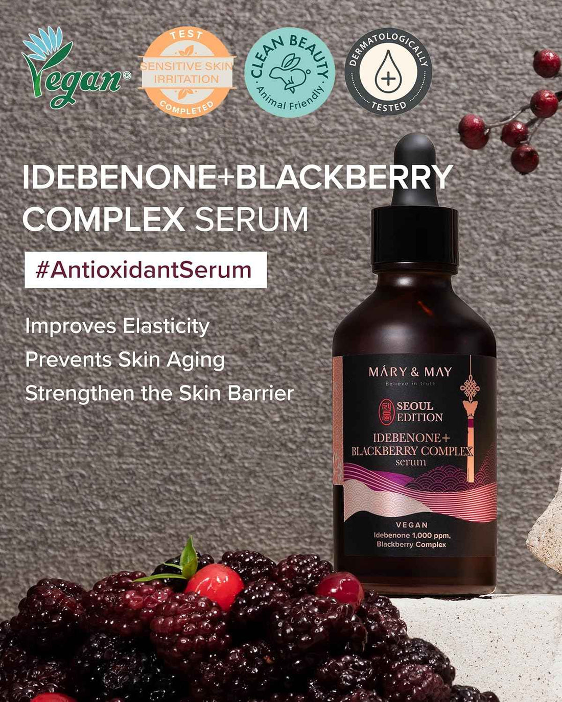 Mary &amp; May Vegan Idebenone+ Blackberry Complex Serum