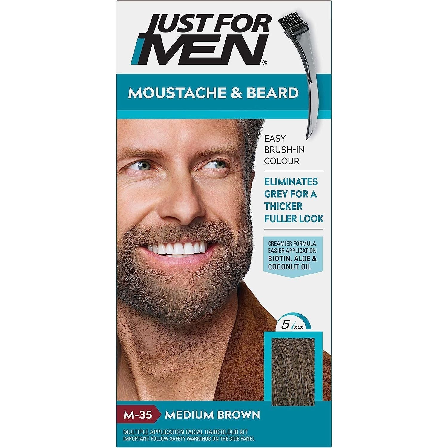 Just For Men Brush-In Color Gel for Mustache &amp; Beard, Medium Brown M-35 / 0.5 Oz by Pasteur Pharmacy