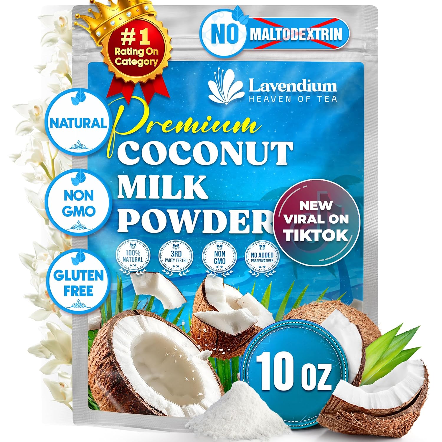 20oz Coconut Milk Powder, 100% Natural, Unsweetened, Perfect for Cake, Coffee, Tea, Creamer Alternative, No Additives, No Gluten, Vegetarian. by FreshDrinkUS - Natural and Premium Herbal Tea
