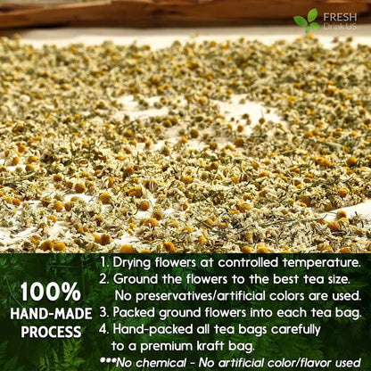 Chamomile Tea Bags, 100% Natural Chamomile, Freshly Picked, Naturally Dried Chamomile, Hand-made, Biodegradable Tea Bag