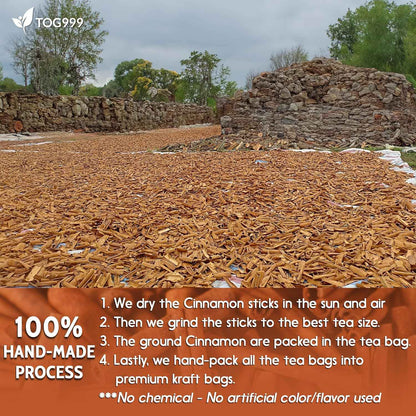 Pure Cinnamon Tea, 100% Natural &amp; Pure Cinnamon. Cinnamon Herbal Tea. Cinnamon Stick Herbal Spice Tea. No Sugar, No Caffeine, No Gluten, Vegan.