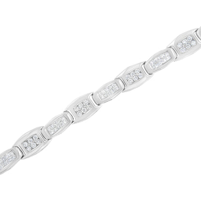 14K White Gold 2-1/2 Cttw Round-Brilliant &amp; Baguette Cut Diamond 7" Alternating Flared Links Tennis Bracelet (H-I Color, SI1-SI2 Clarity) by Bids.com