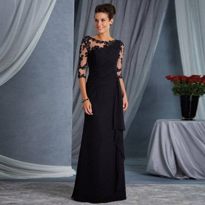 Women Clothing Long Lace See Through round Neck Shirt With Half Sleeve Dress Wedding Dress by Ragazza