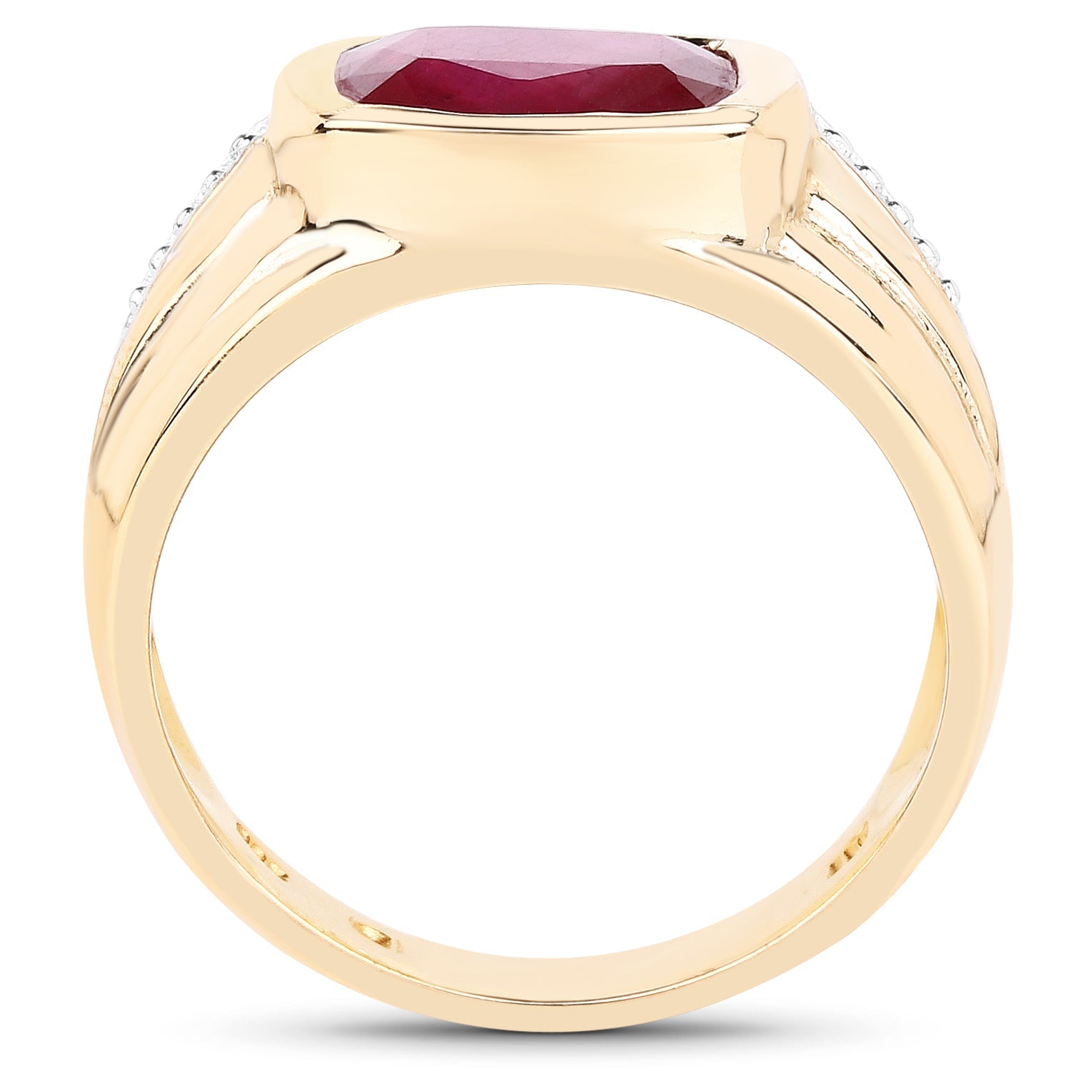 14K Yellow Gold Plated 3.50 Carat Genuine Glass Filled Ruby .925 Sterling Silver Ring by Bids.com