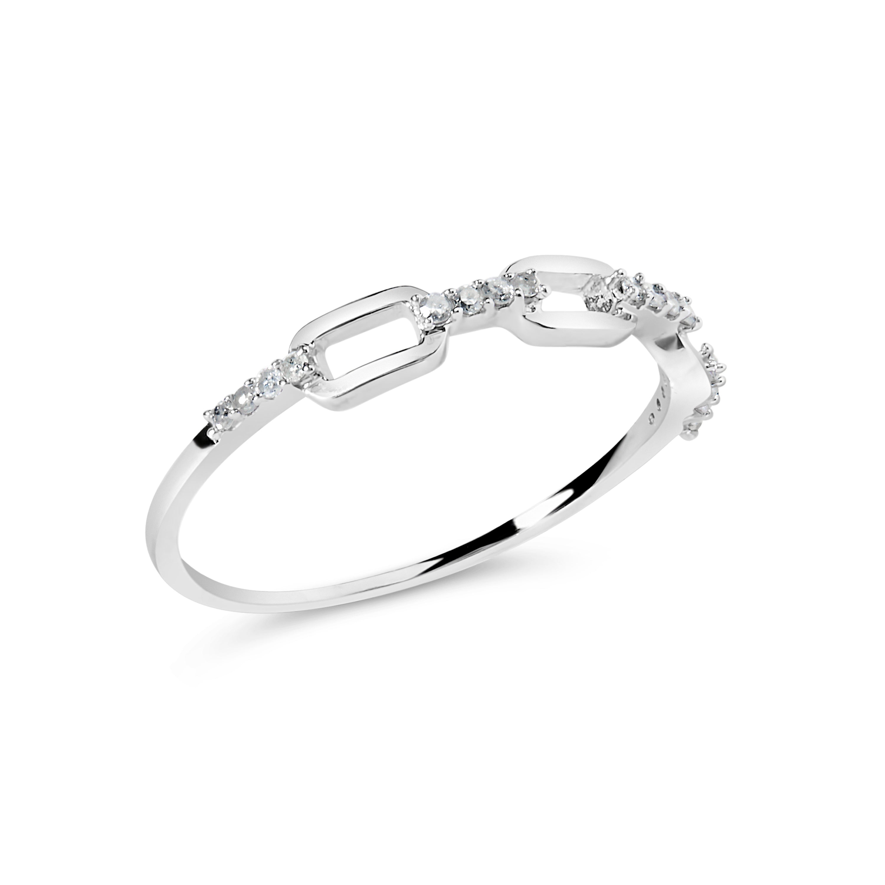 .925 Sterling Silver Diamond Accent Paperclip Band Ring (I-J Color, I2-I3 Clarity) - Ring Size 6 by Bids.com