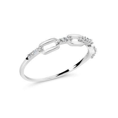 .925 Sterling Silver Diamond Accent Paperclip Band Ring (I-J Color, I2-I3 Clarity) - Ring Size 6 by Bids.com