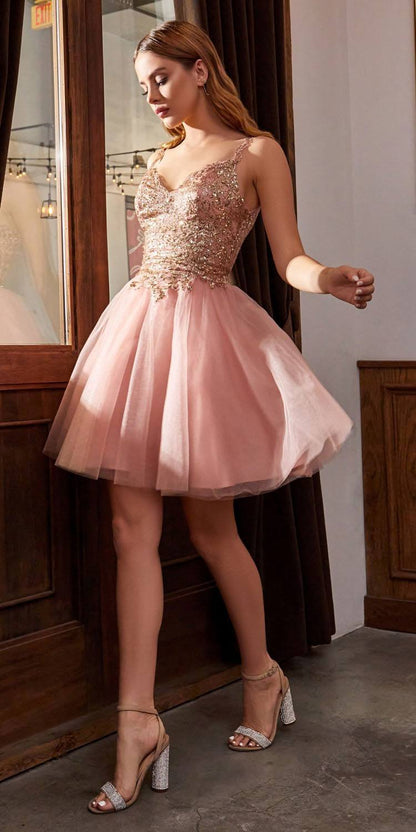 Cinderella Divine 9239 Short Poofy Layered A-Line Gown Tulle Skirt by DiscountDressShop