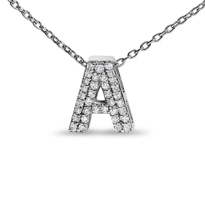 10K White Gold Diamond Accent "A" Initial Bubble Pendant Necklace by Bids.com