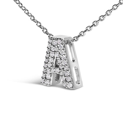 10K White Gold Diamond Accent "A" Initial Bubble Pendant Necklace by Bids.com