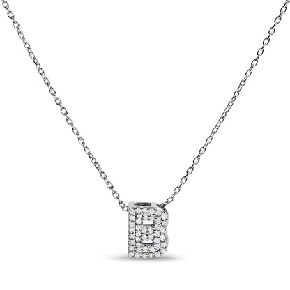 10K White Gold Diamond Accent "A" Initial Bubble Pendant Necklace by Bids.com
