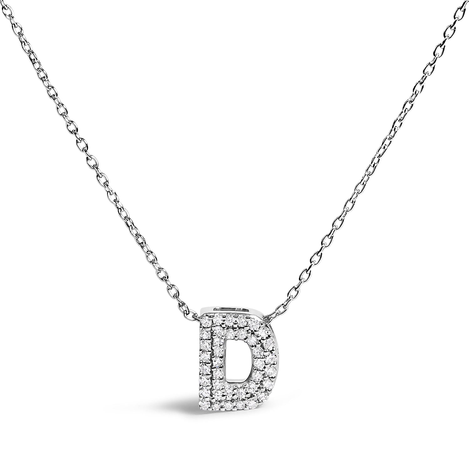 10K White Gold Diamond Accent "A" Initial Bubble Pendant Necklace by Bids.com