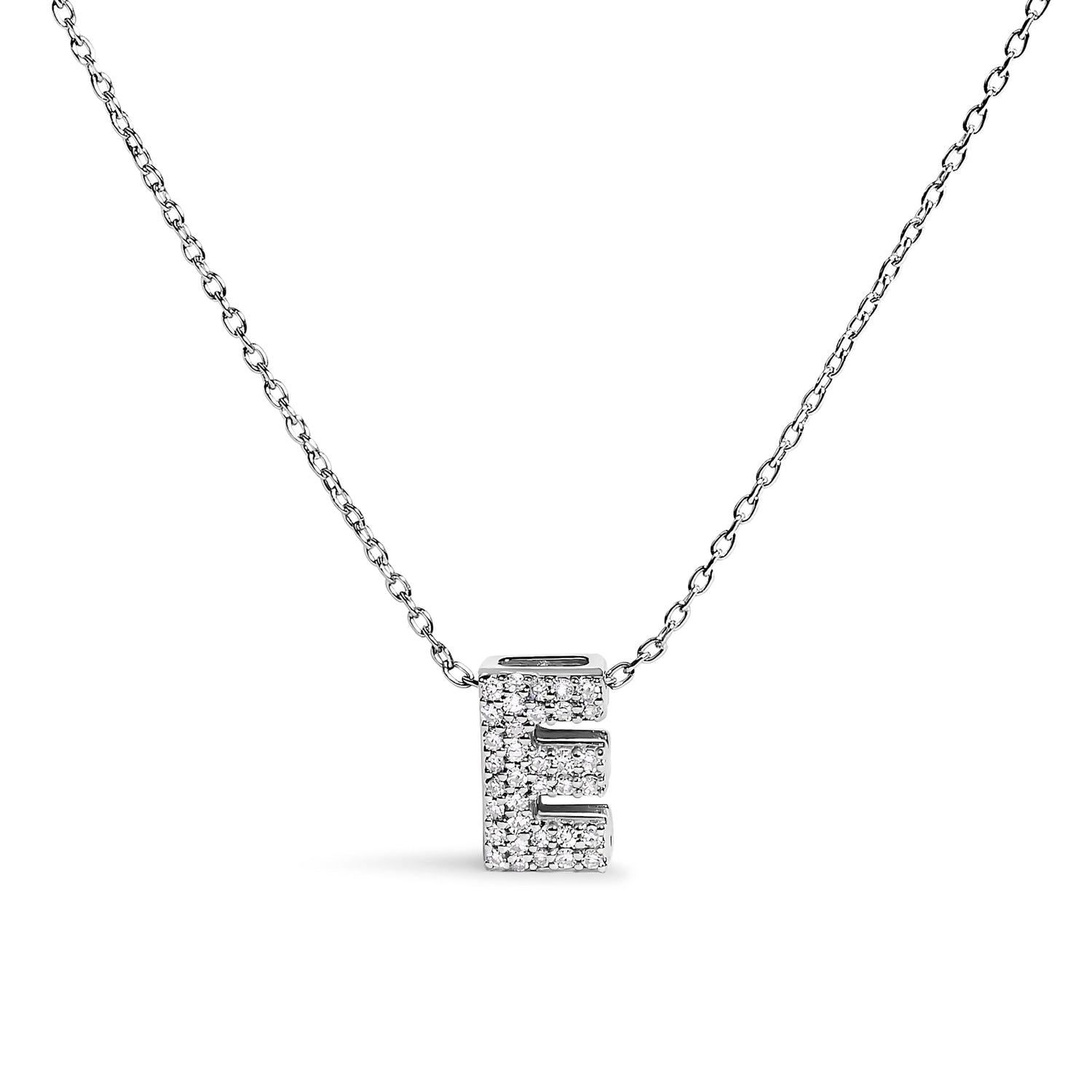 10K White Gold Diamond Accent "A" Initial Bubble Pendant Necklace by Bids.com