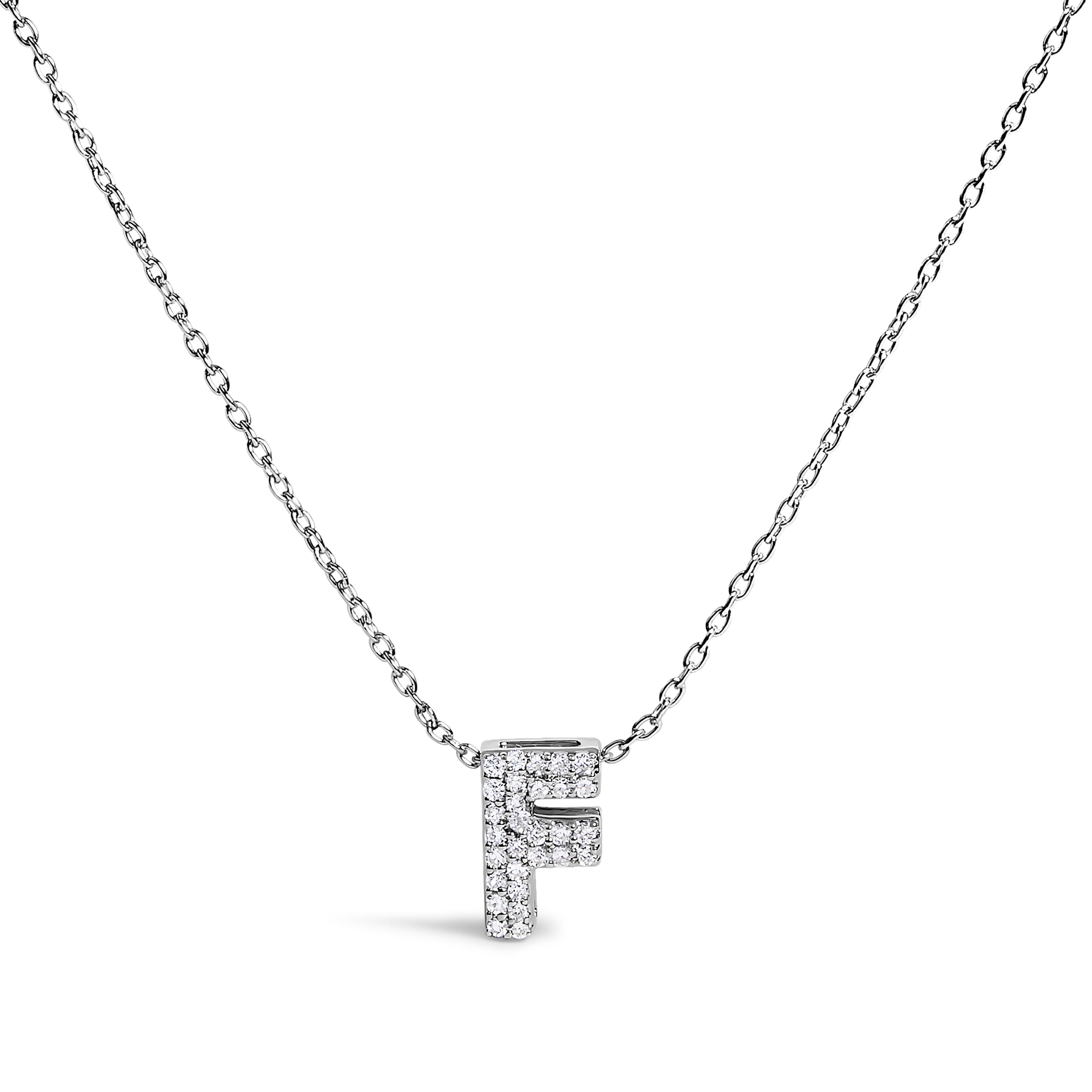 10K White Gold Diamond Accent "A" Initial Bubble Pendant Necklace by Bids.com