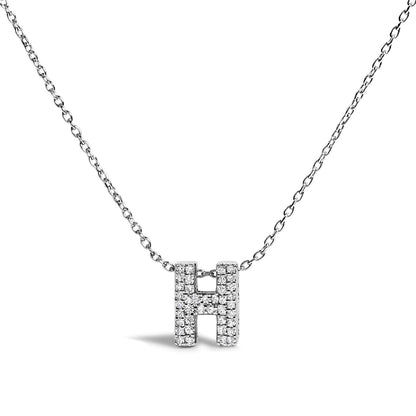 10K White Gold Diamond Accent "A" Initial Bubble Pendant Necklace by Bids.com