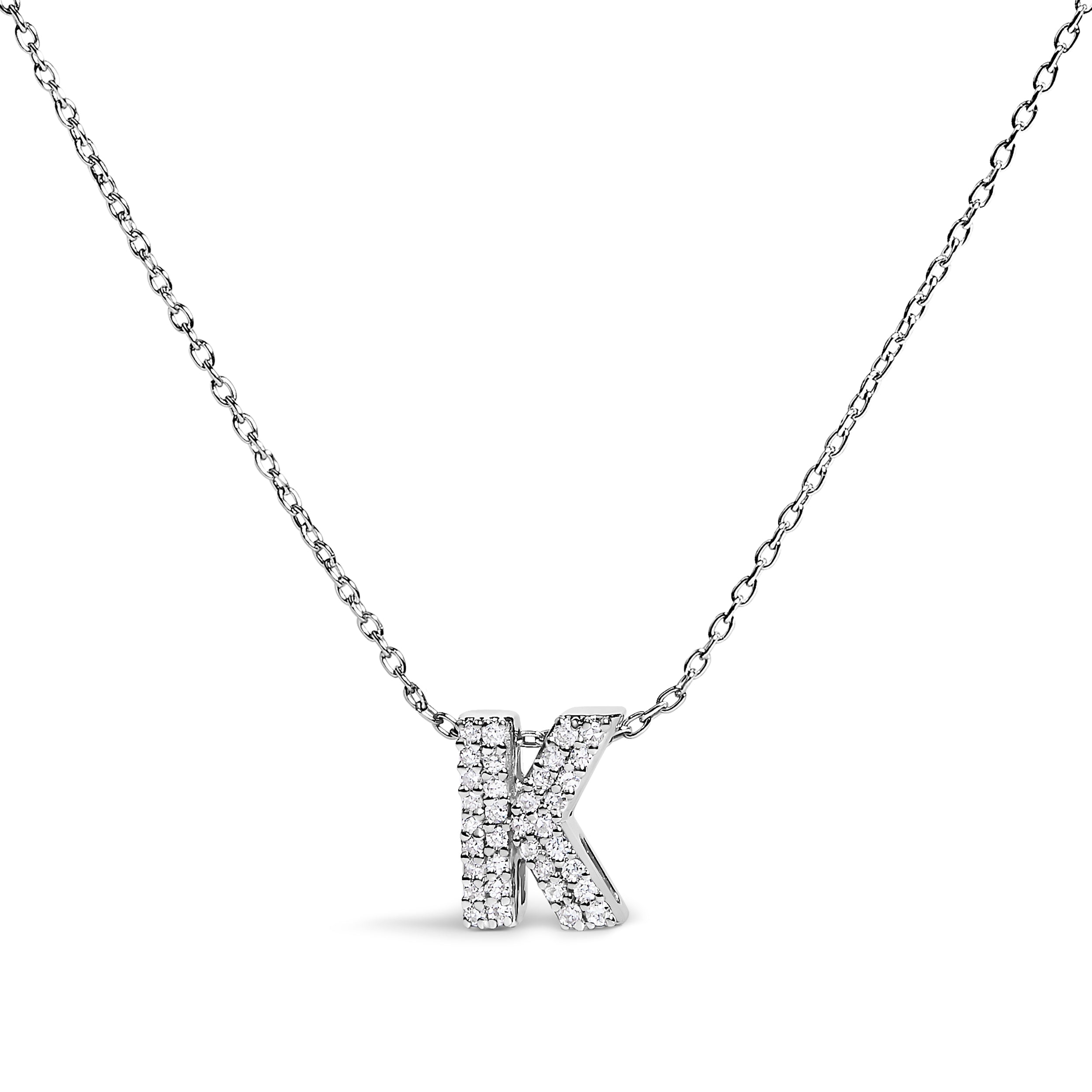 10K White Gold Diamond Accent "A" Initial Bubble Pendant Necklace by Bids.com