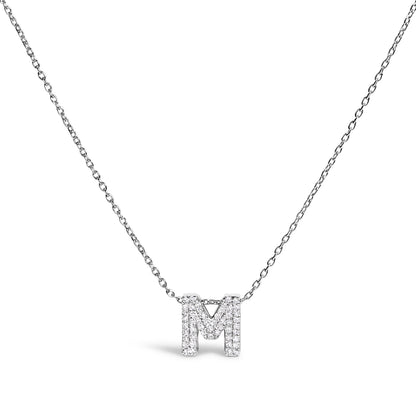 10K White Gold Diamond Accent "A" Initial Bubble Pendant Necklace by Bids.com