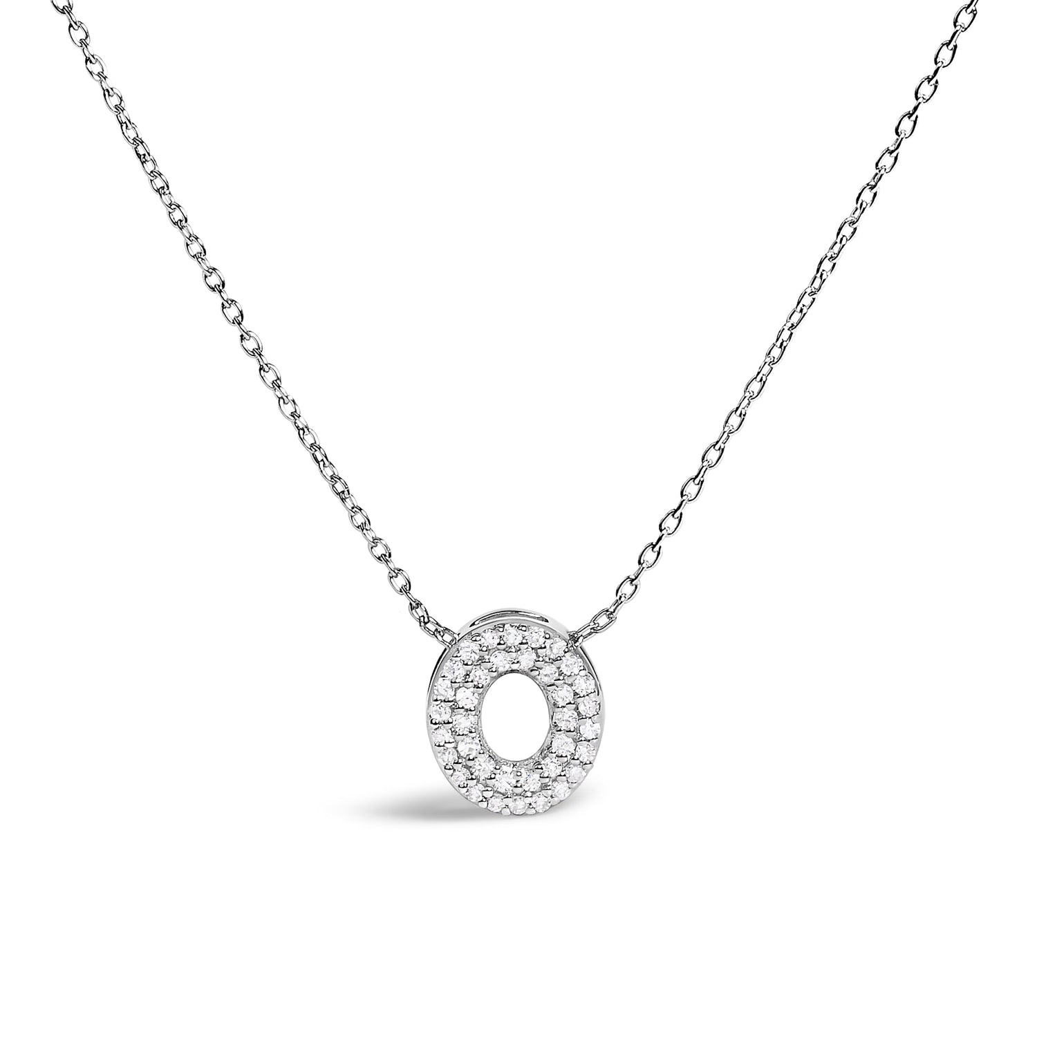 10K White Gold Diamond Accent "A" Initial Bubble Pendant Necklace by Bids.com