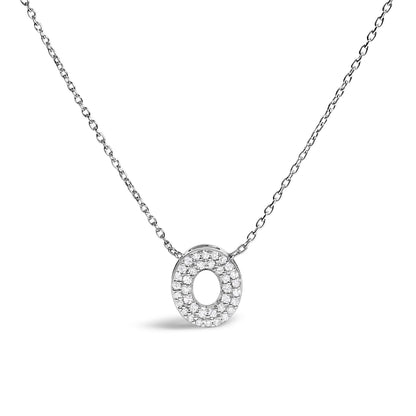 10K White Gold Diamond Accent "A" Initial Bubble Pendant Necklace by Bids.com