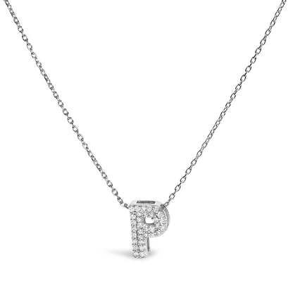 10K White Gold Diamond Accent "A" Initial Bubble Pendant Necklace by Bids.com