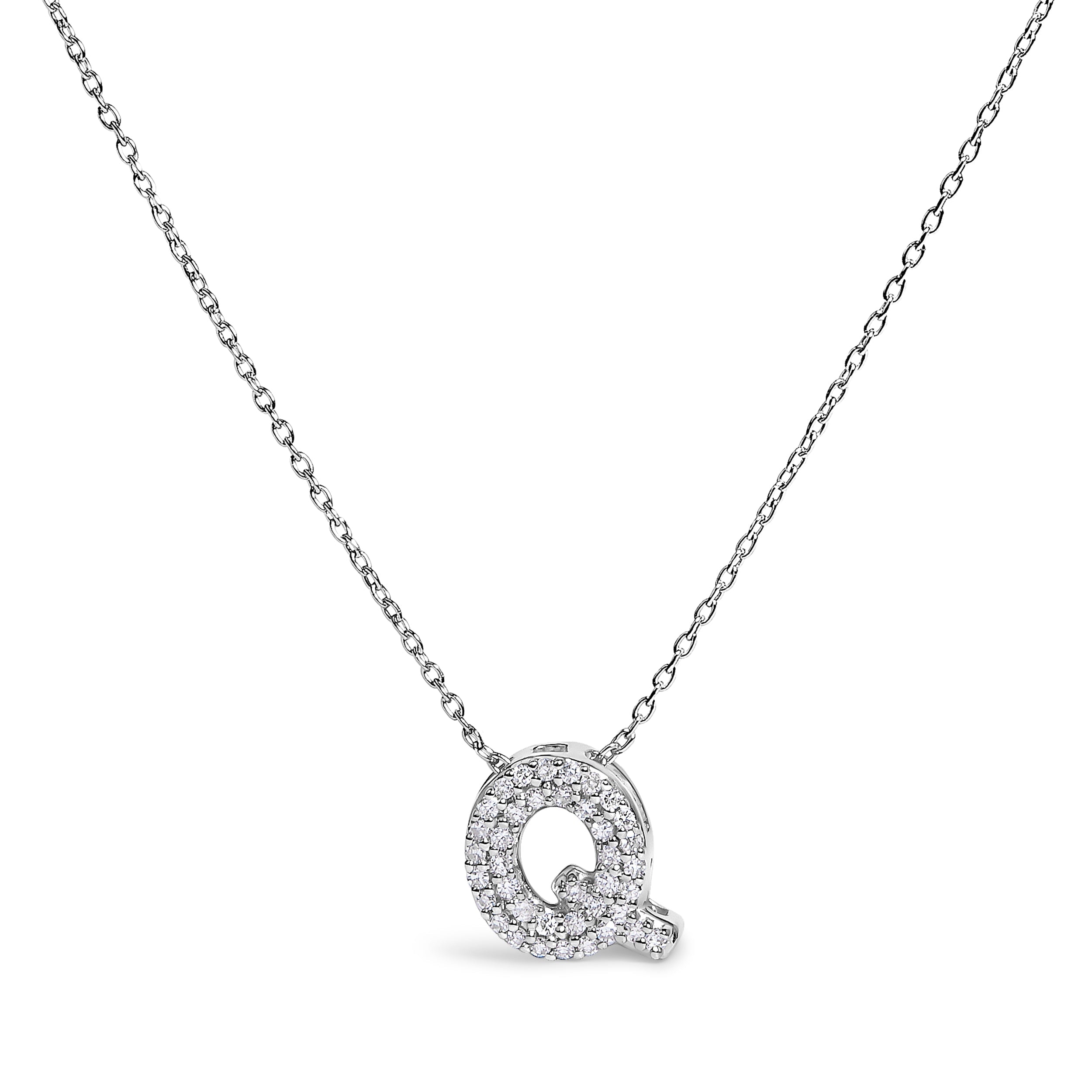 10K White Gold Diamond Accent "A" Initial Bubble Pendant Necklace by Bids.com